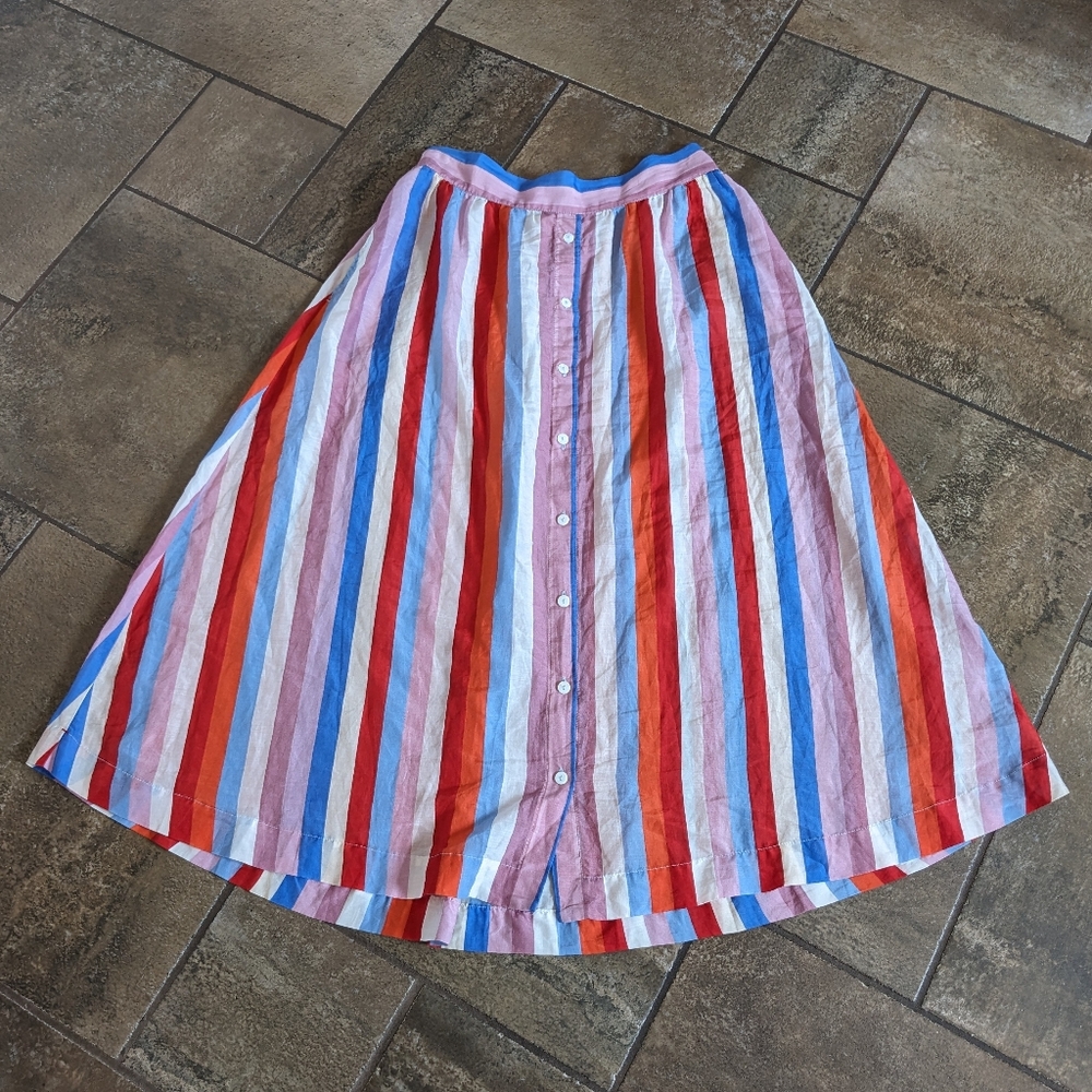 Xirena Sorrento Teagan Midi Skirt Spring Summer Striped Flowy Chic Size L